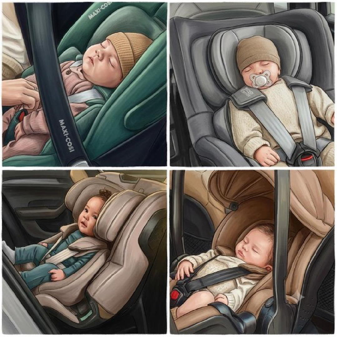 マキシコシのチャイルドシートで眠る新生児・赤ちゃん